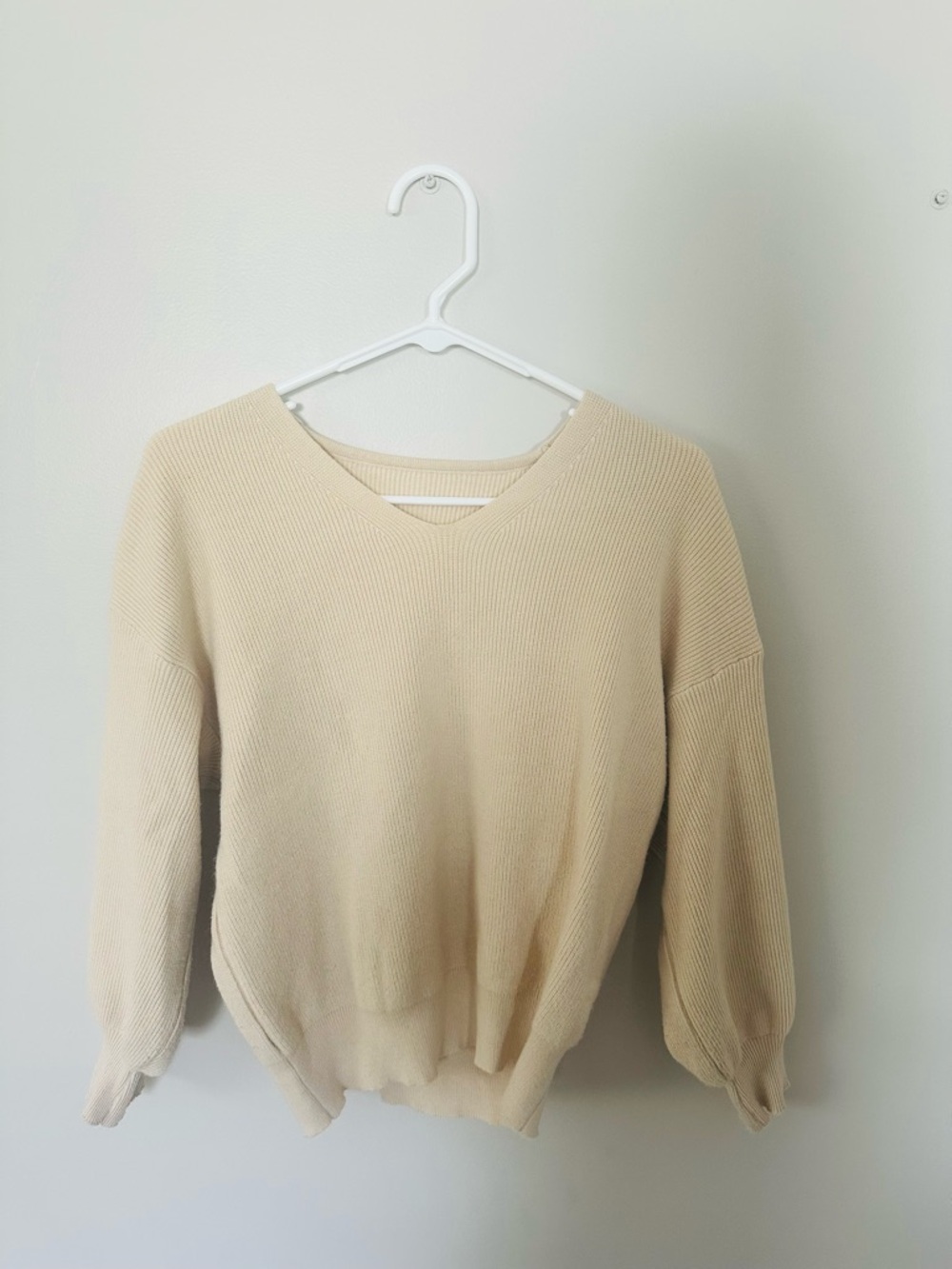 V-Neck Cream Women's Sweater